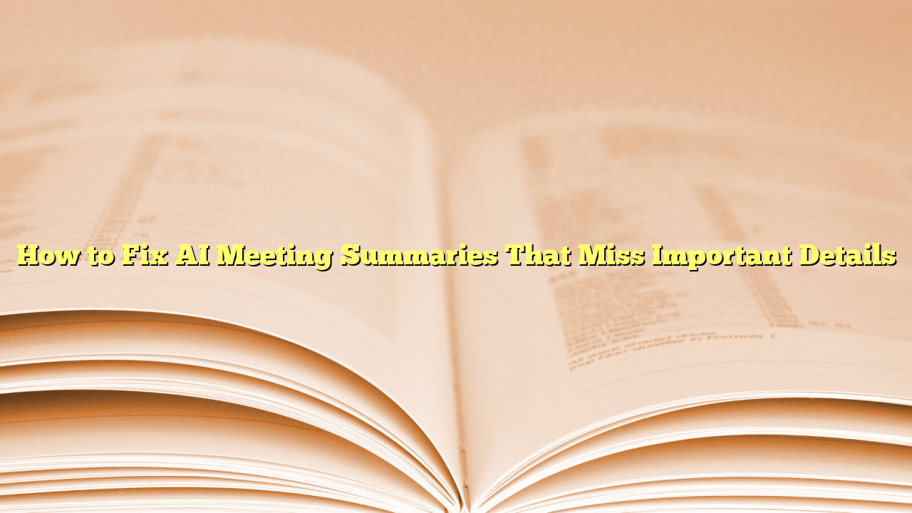 How to Fix AI Meeting Summaries That Miss Important Details